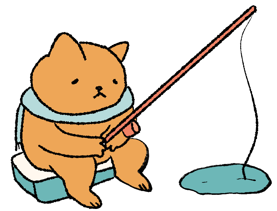 cat drawing fishing